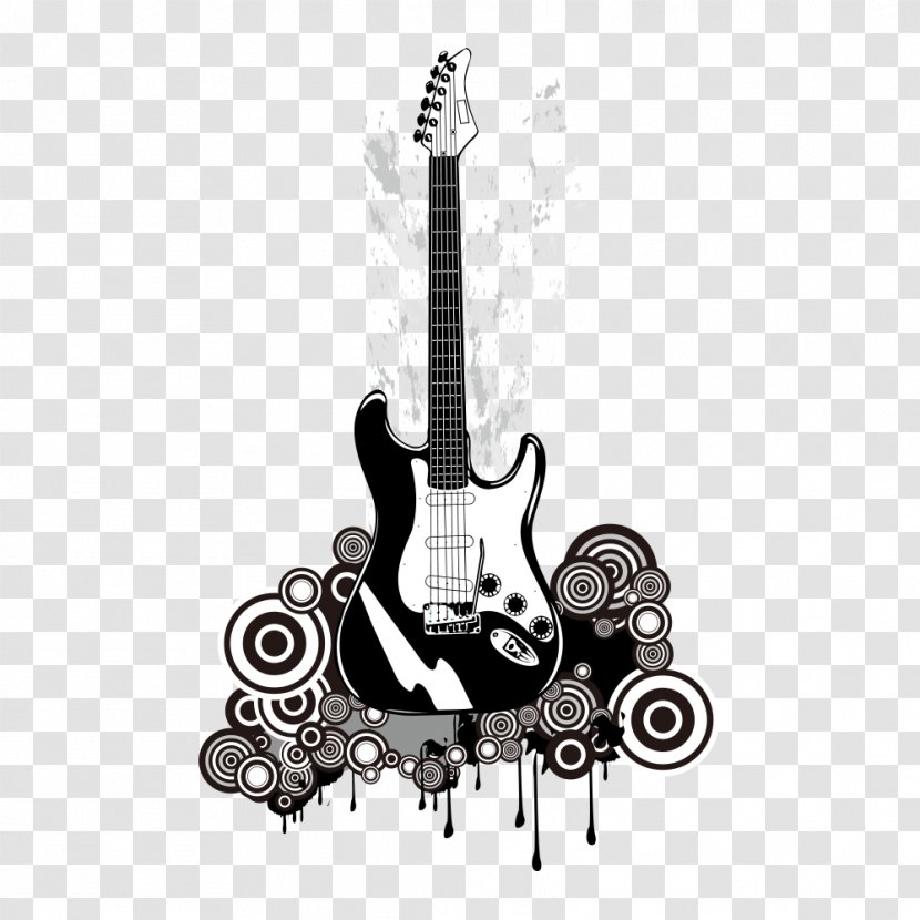 Silhouette Electric Guitar - Watercolor - Printing Transparent PNG