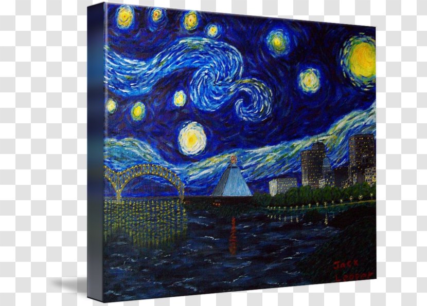 Memphis The Starry Night Painting Art Acrylic Paint - Imagekind Transparent PNG