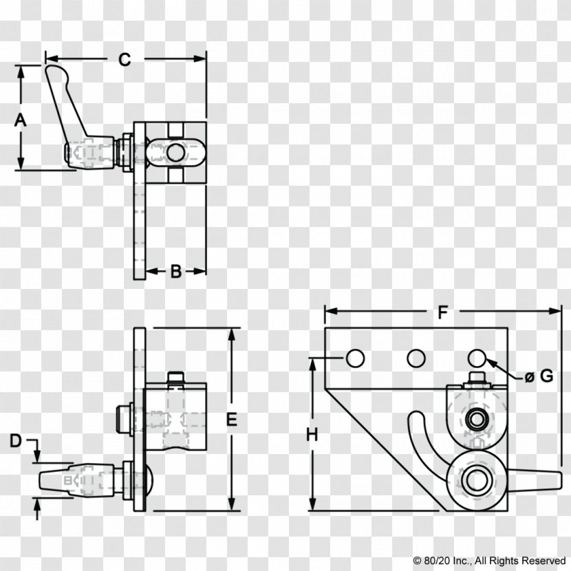 80/20 T-slot Nut Technical Drawing Bracket Angle - Area - Three Dimensional Transparent PNG