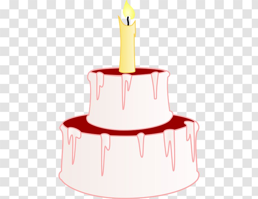 Pink Birthday Cake - Candle Buttercream Transparent PNG