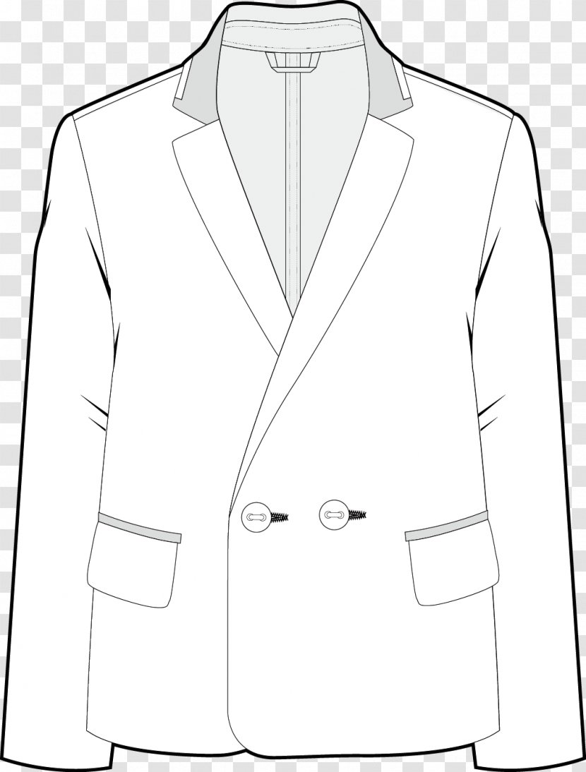 Blazer White Tuxedo Sleeve Collar - Line Art - Suit Vector Transparent PNG