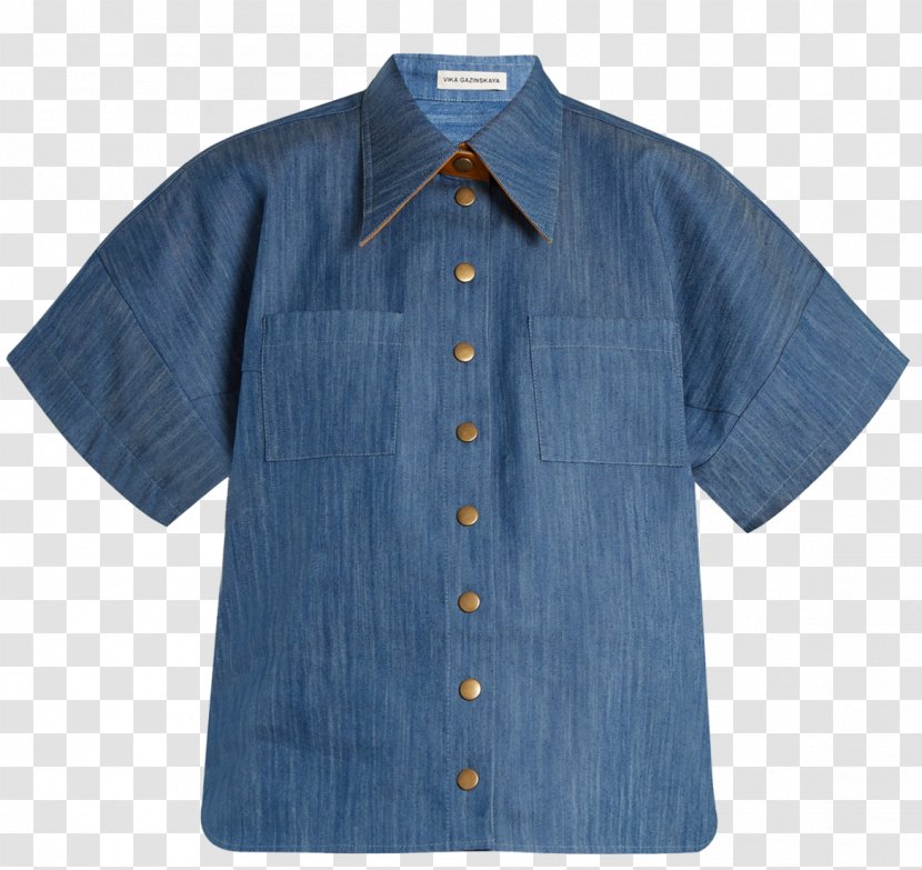 Dress Shirt Crop Top Denim Sleeve - Blue Transparent PNG