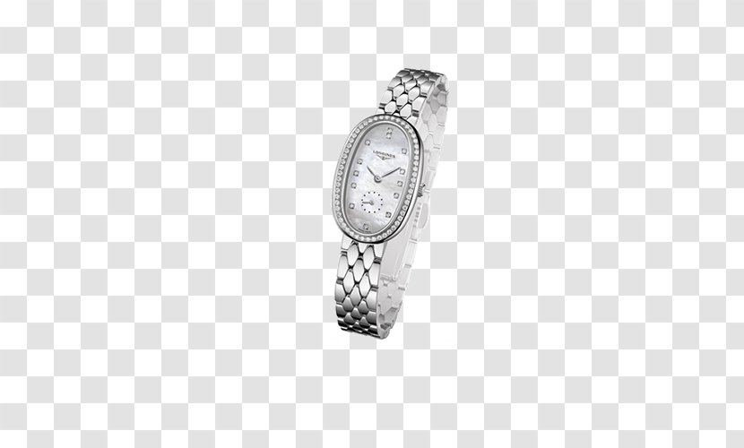Swatch Longines Quartz Clock - Strap - Silver Watches Female Form Transparent PNG