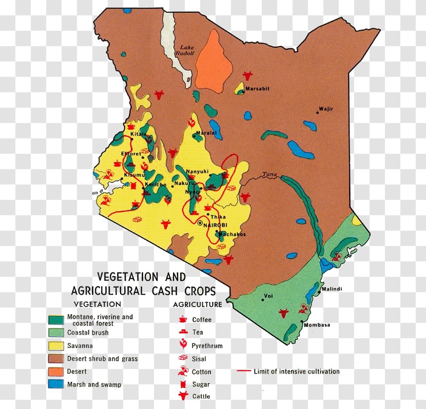 Kenya Mapa Polityczna Cash Crop Agriculture - Road - Map Transparent PNG