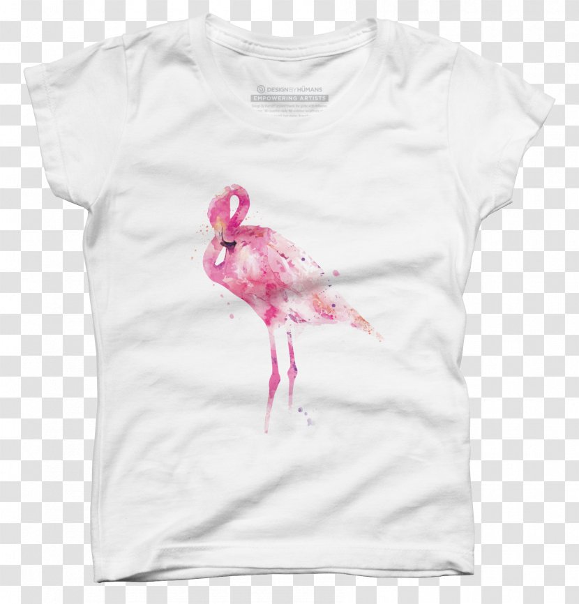 T-shirt Neck Sleeve Bluza Bird - Silhouette - Flamingo Printing Transparent PNG