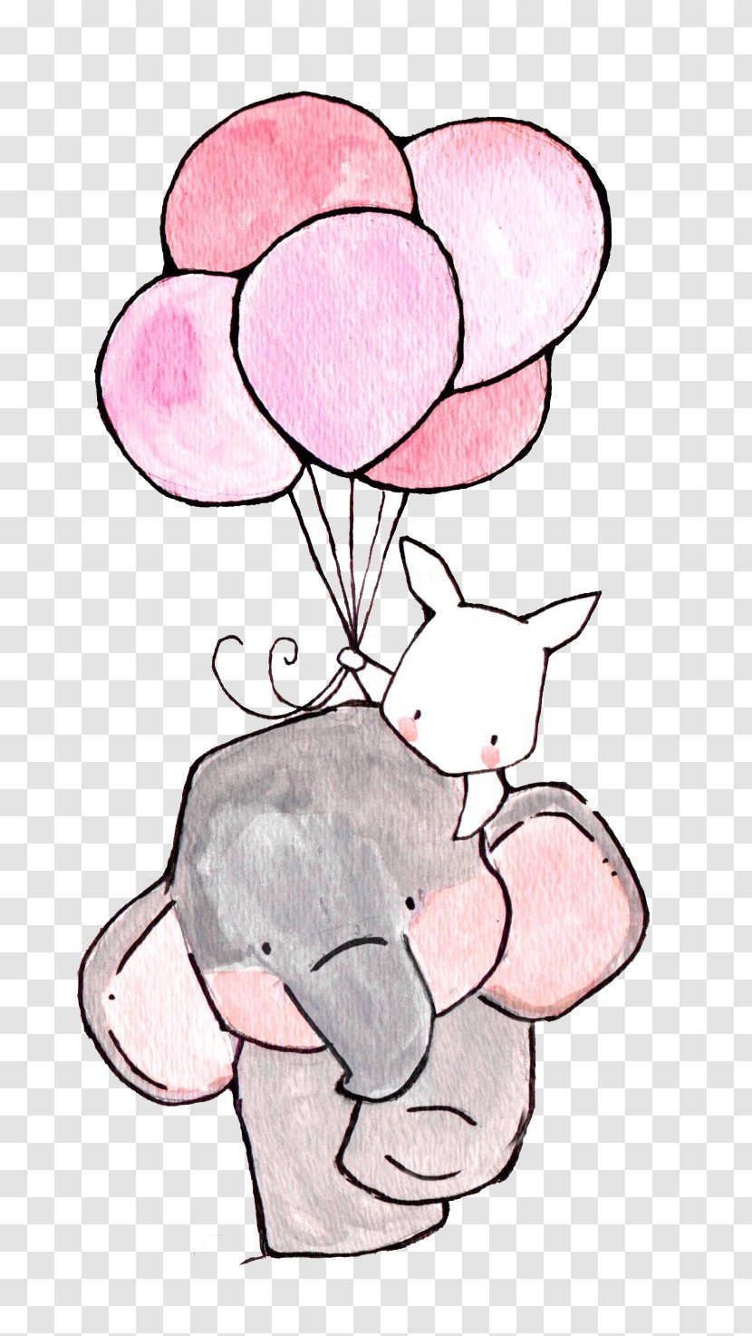 Paper Nursery Drawing Printing Illustration - Silhouette - The Elephant And White Rabbit Transparent PNG