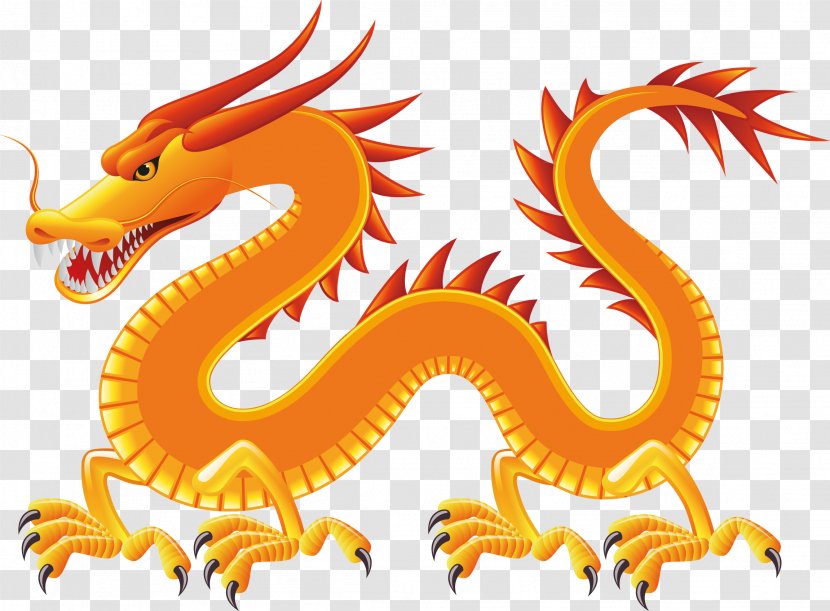 Chinese Dragon Yellow Illustration - Dragons Vector Decoration Design Transparent PNG