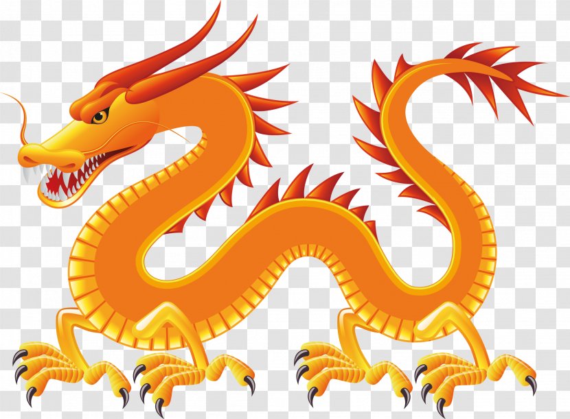 Chinese Dragon Yellow Illustration - Dragons Vector Decoration Design ...