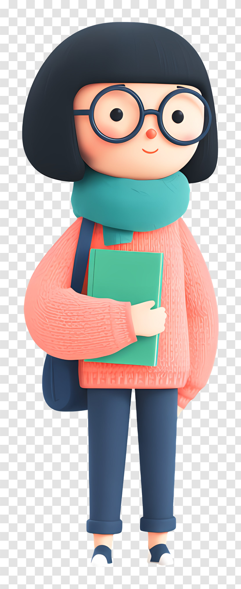 Cartoon Woman Teacher - Cute Student Girl Holding Book Transparent PNG
