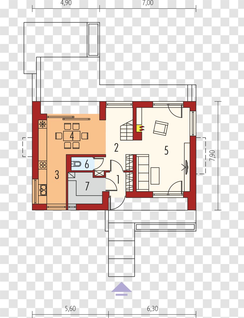 Floor Plan House Square Meter Living Room - Schematic Transparent PNG