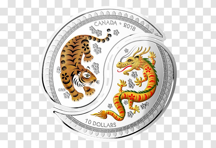 Tiger Yin And Yang Chinese Dragon Coin Silver - New Year's Dog Comes To Pay Call! Transparent PNG