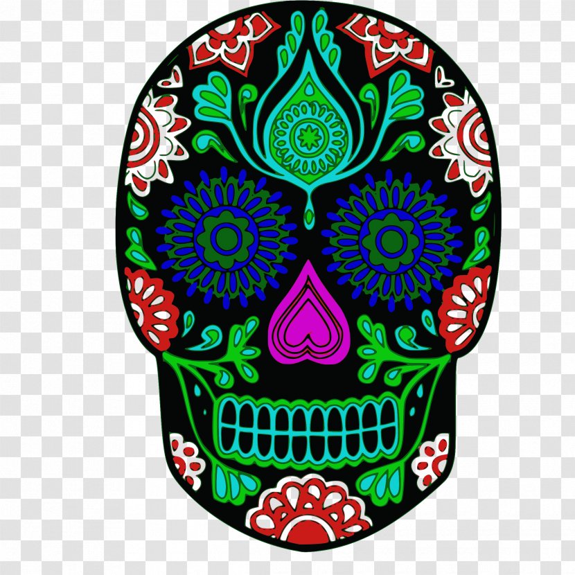 Calavera Day Of The Dead Human Skull Symbolism Clip Art - Visual Arts - Green Cliparts Transparent PNG