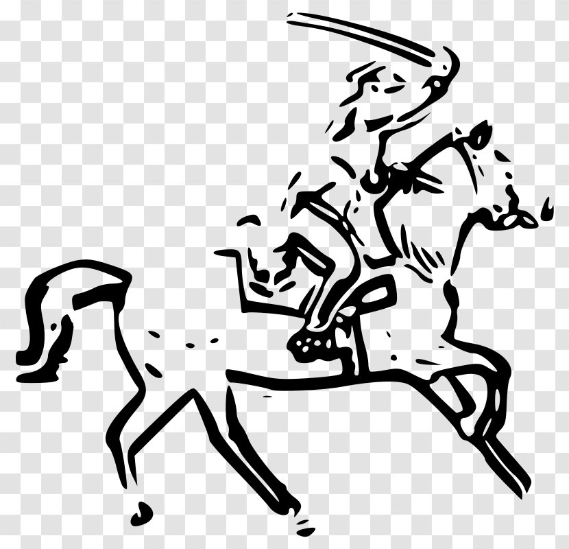 Cavalry Soldier Sabre Clip Art - Monochrome Transparent PNG