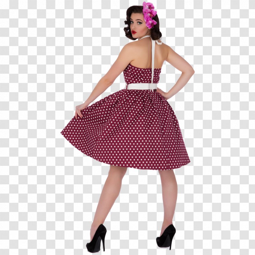 Polka Dot Dress Clothing Skirt Halterneck - Dance - Vintage Cosmetic Model Transparent PNG