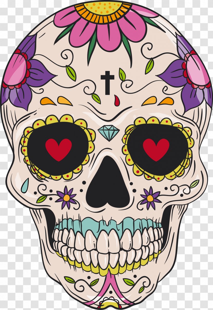 Skull And Crossbones Mexico Day Of The Dead Death Caveiras - Aztec - Caveira Transparent PNG