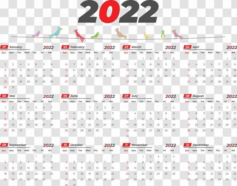 2022 Yeary Calendar 2022 Calendar Transparent PNG