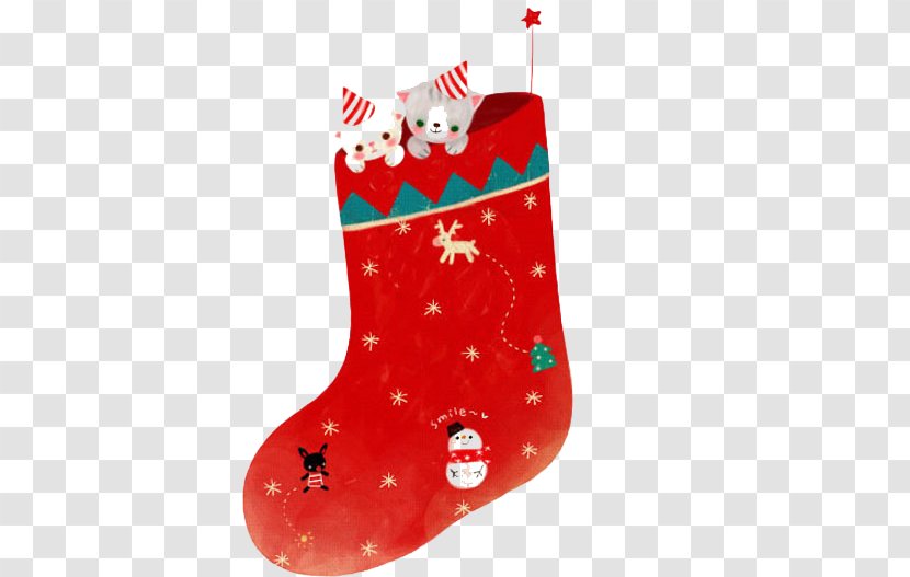 Santa Claus Christmas Stocking Sock - Gift - Red Socks Transparent PNG
