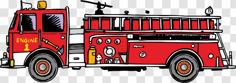 Fire Safety Firefighter Clip Art - Line - Truck Vector Element Transparent PNG