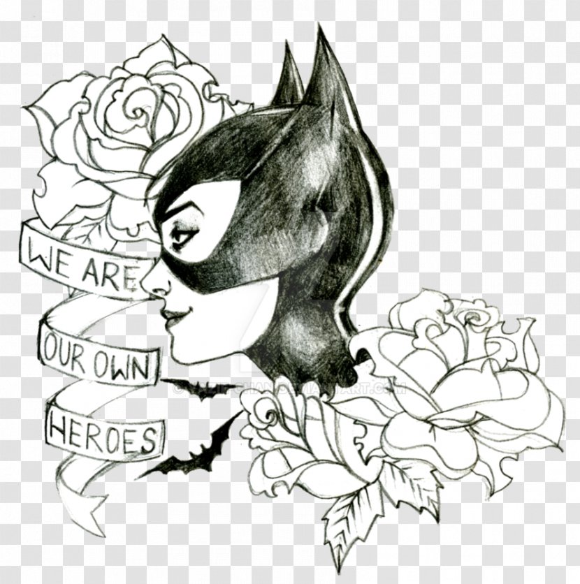 Catwoman Batman Tattoo Batwoman Drawing - Watercolor - Cat Transparent PNG