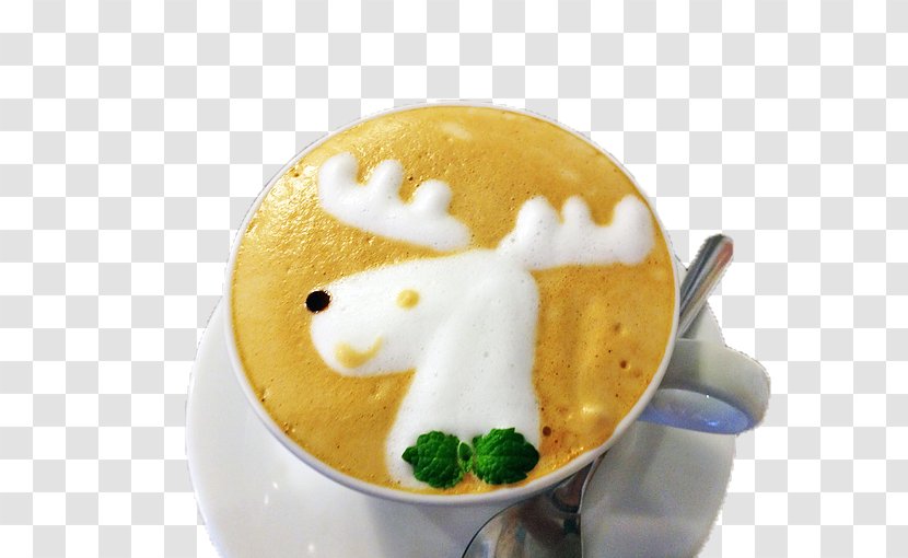 Cappuccino Latte Coffee Reindeer - Deer - Milk Foam Flower Transparent PNG