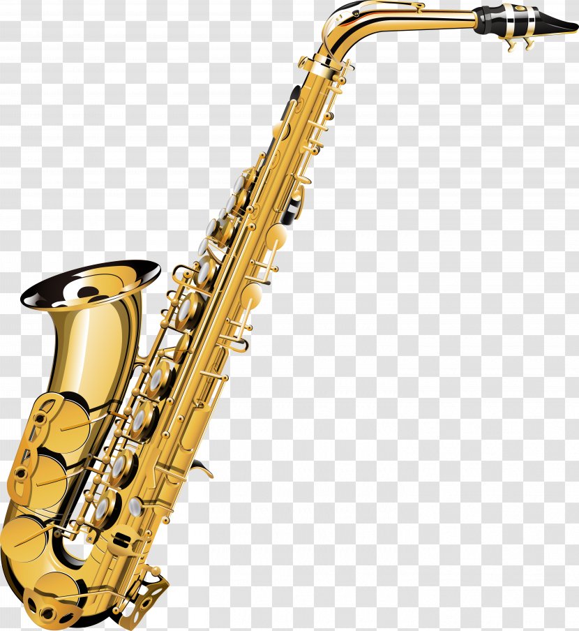 Alto Saxophone Musical Instruments Trumpet Tenor - Cartoon - Vector Transparent PNG