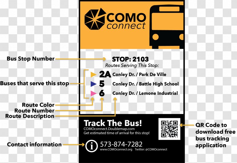 Bus Stop Columbia COMO Connect Ligne De - Missouri Transparent PNG