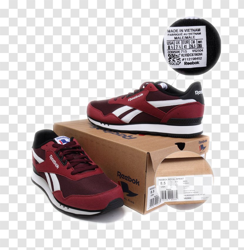 Reebok Sneakers Skate Shoe Sportswear - Maroon - Shoes Transparent PNG