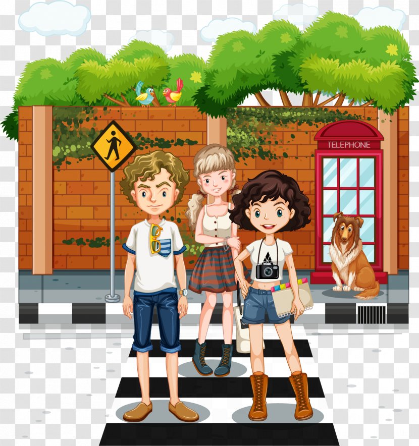 Royalty-free Illustration - Games - Vector Hand-painted Cross The Road People Transparent PNG