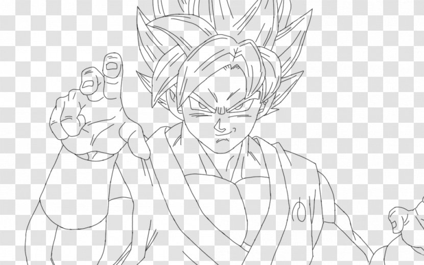 Goku Super Saiyan Line Art Coloring Book Drawing - Silhouette - Draft Transparent PNG