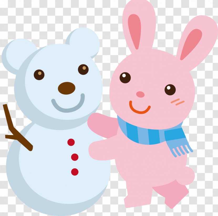 Rabbit Easter Bunny Snowman Illustration - Heart - Cartoon Transparent PNG