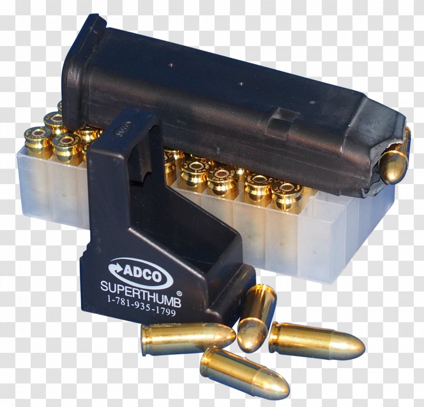 Speedloader Magazine Firearm Glock Thumb - Electronic Component Transparent PNG
