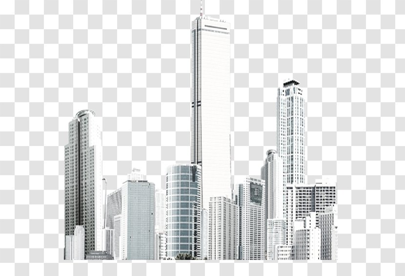 Skyscraper Architecture Skyline - Black And White - City Building Free Skyscrapers Pull Material Transparent PNG