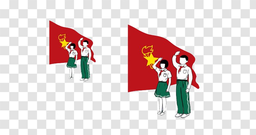Young Pioneers Of China Salute - Cartoon - Flags And Transparent PNG