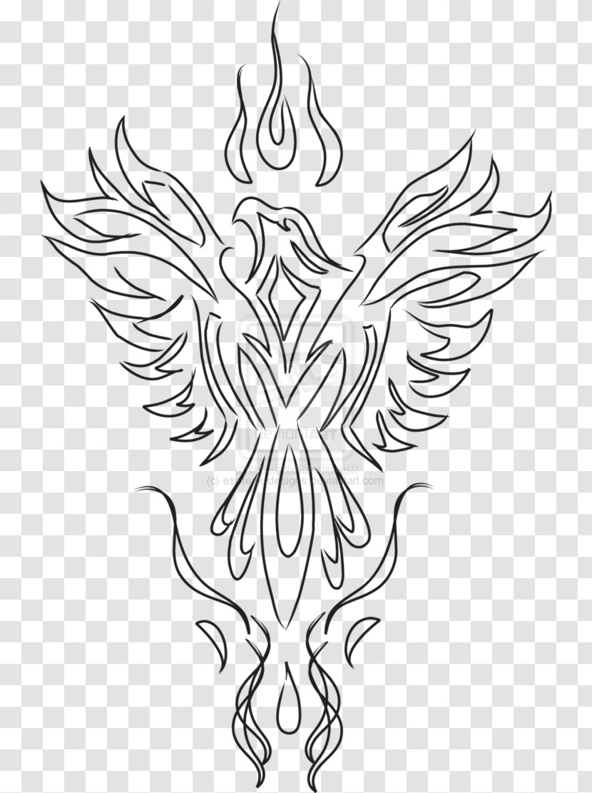 Drawing Tattoo Phoenix - Color - Tatto Transparent PNG