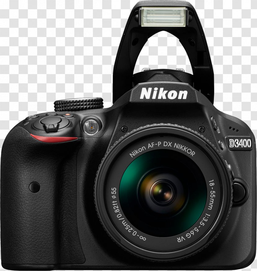 Nikon D3400 Digital SLR AF-S DX Zoom-Nikkor 18-55mm F/3.5-5.6G Canon EF-S 18–55mm Lens - Camera Transparent PNG