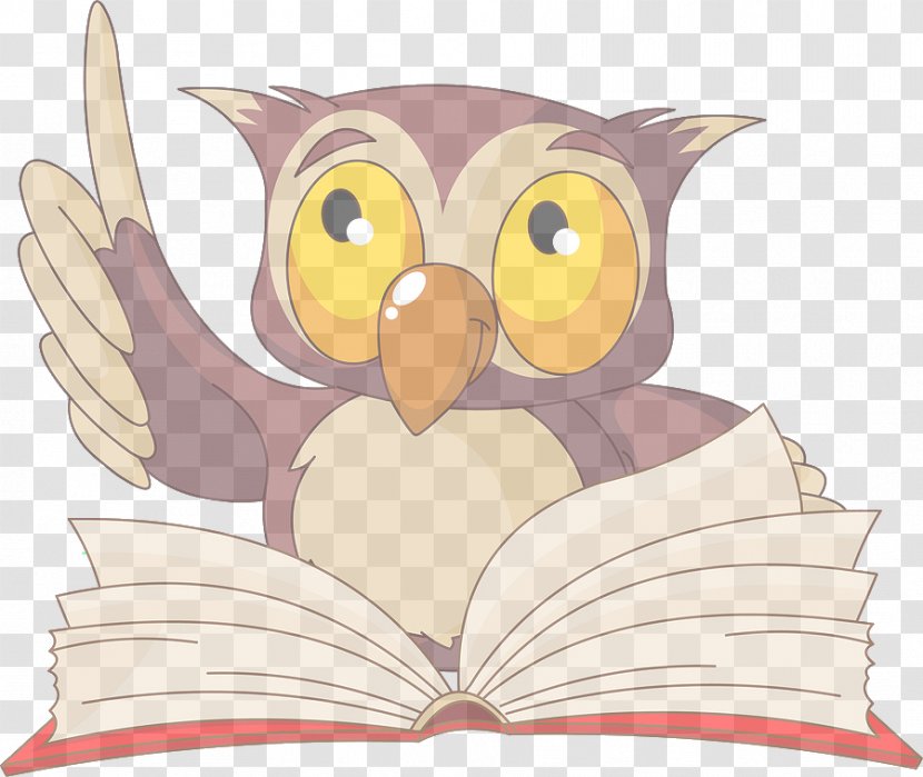 Owl Cartoon Bird Clip Art Reading - Animated Wing Transparent PNG