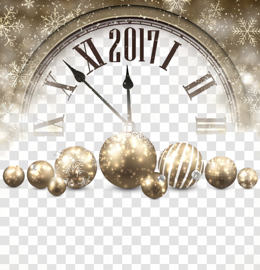 New Years Day Eve Clock - Metal - 2017 Golden Transparent PNG