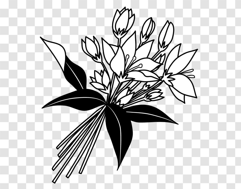Floral Design Black And White Drawing Monochrome Painting - Flower - Porco Rosso Transparent PNG