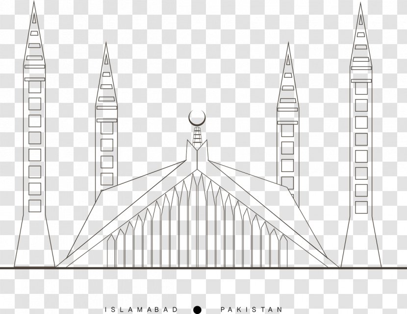 Faisal Mosque Behance - Black And White - MOSQUE Transparent PNG