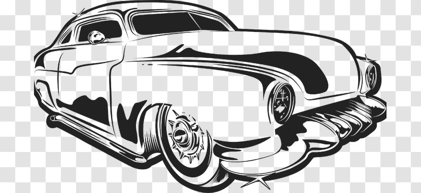 Car Line Art Drawing Hot Rod Chicano - Cars - Vintage Transparent PNG