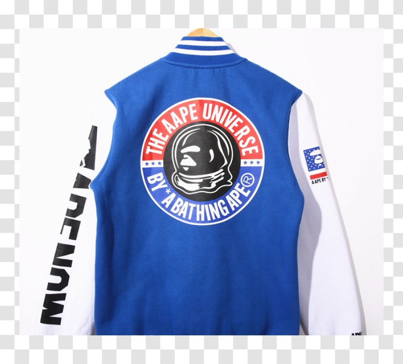 T-shirt Jacket A Bathing Ape Outerwear Letterman - Blue Transparent PNG