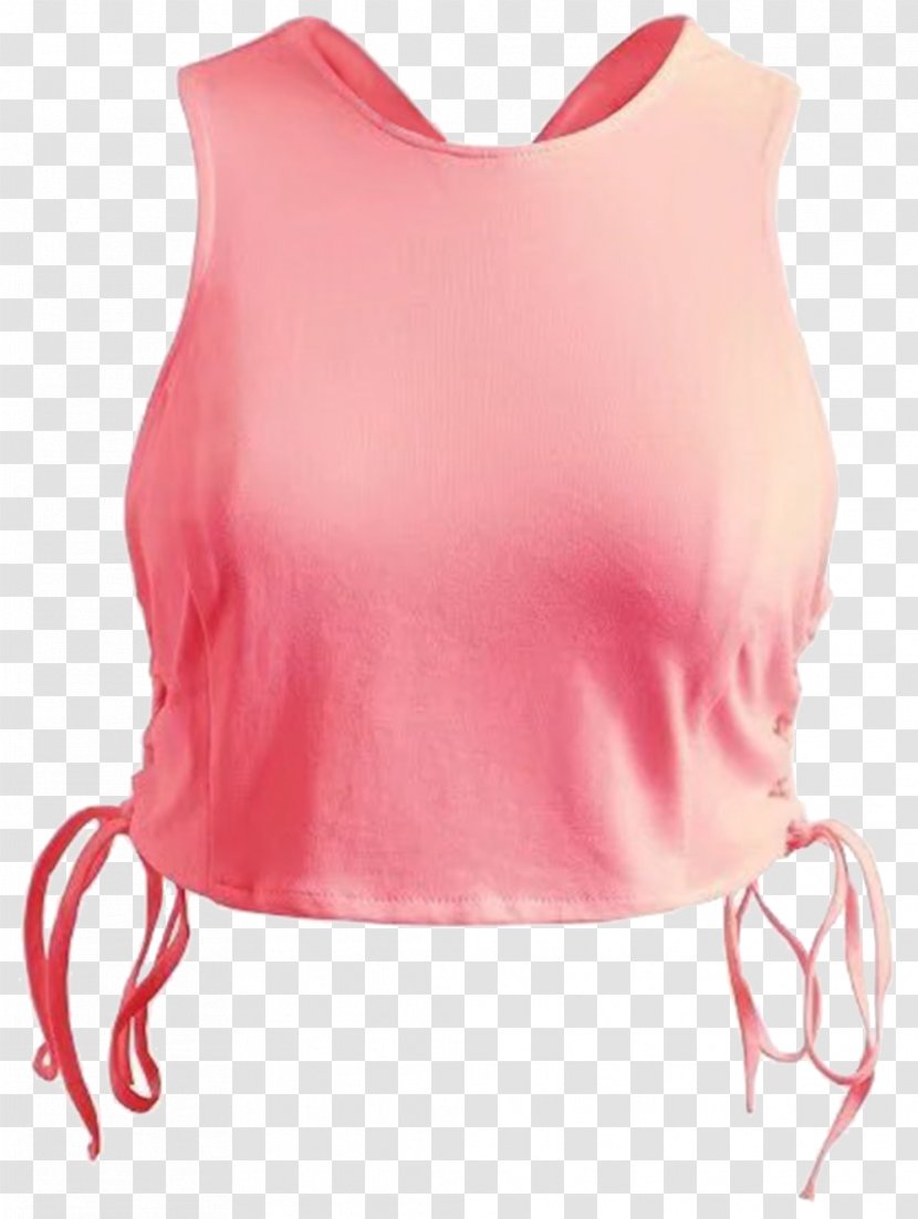 Sleeveless Shirt Pink M Blouse Silk - Neck - CHINESE CLOTH Transparent PNG