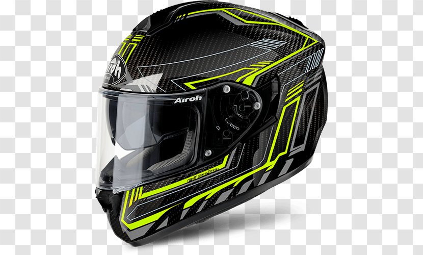 Motorcycle Helmets AIROH Integraalhelm Carbon - Yellow Transparent PNG