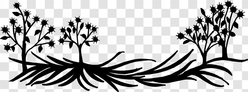 Flower Black And White Silhouette Plant Visual Arts - NATURE BACKGROUND Transparent PNG