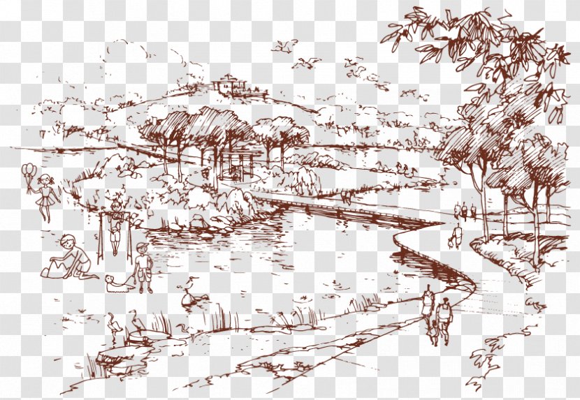 Drawing Royalty-free Park Sketch - Plant Transparent PNG