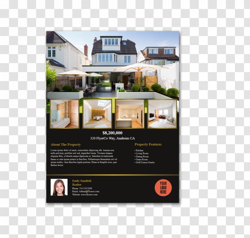 Real Estate House Agent Flyer For Sale By Owner - Brochure Transparent PNG