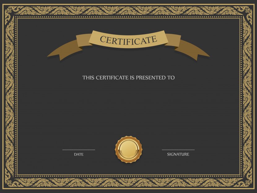 Academic Certificate Template - Pattern - Black And Brown Image Transparent PNG