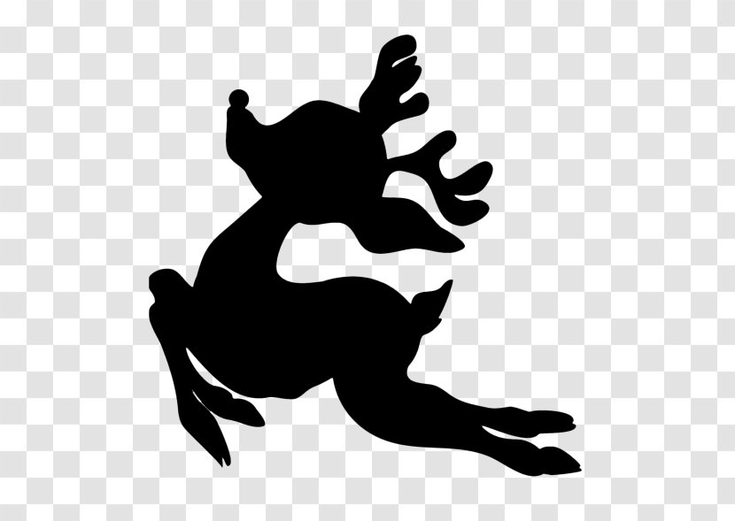 Santa Claus Rudolph Reindeer Silhouette Pattern - Monochrome Transparent PNG