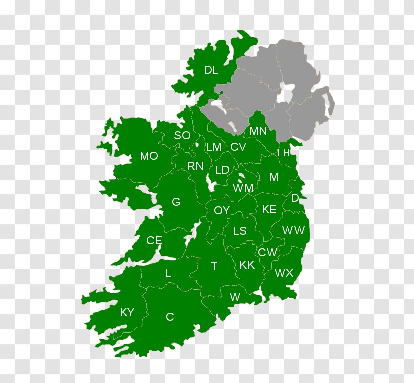 Counties Of Ireland Atlas Blank Map - Car Plate Transparent PNG