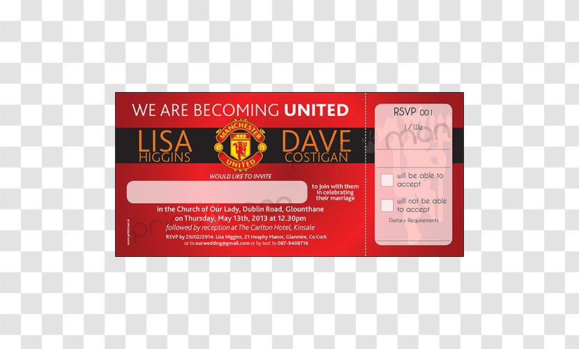 Manchester United F.C. Under 23 Wedding Invitation Premier League Ticket Office - Label Transparent PNG